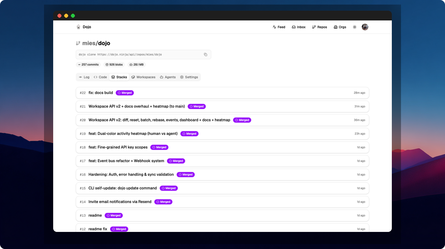 Stacks list in the Dojo web UI